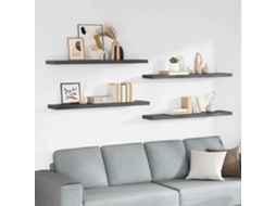 Vidaxl Prateleiras De Parede Suspensas 4 Pcs 120x23,5x3,8cm Mdf Cinza