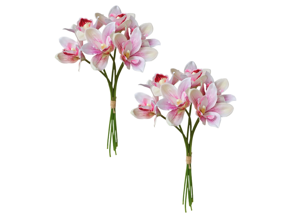 Laxiscreed Flores Artificiais Pink E Roxo, 2 Unidades Com 6 Cabeças Para Decoração De Interior