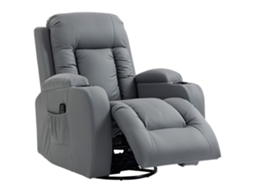 Cadeira de Massagem Reclinável Giratória Cinza 82x99x103cm, 8 pontos de massagem, aquecimento | S/MARCA