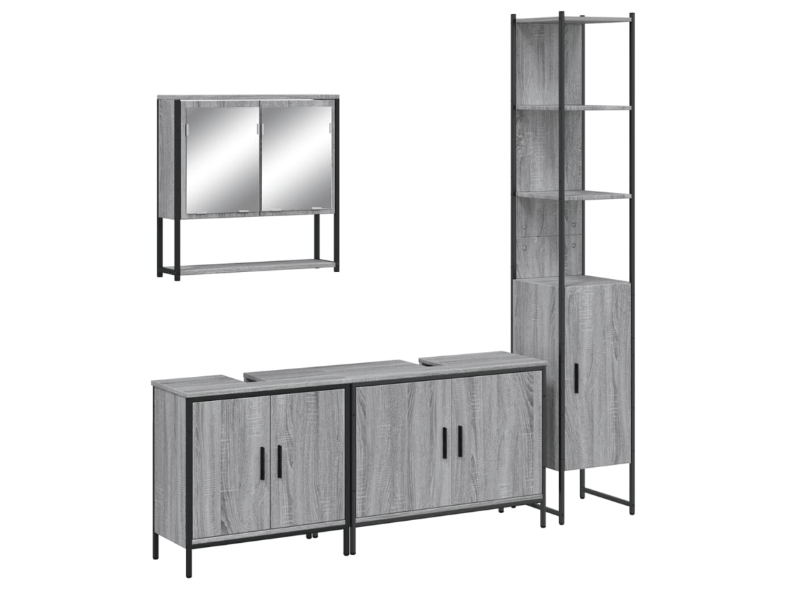 Bathroom Furniture Set, Bathroom Furniture Sets Vidaxl Cinzeto Madeira Processada (n/a)