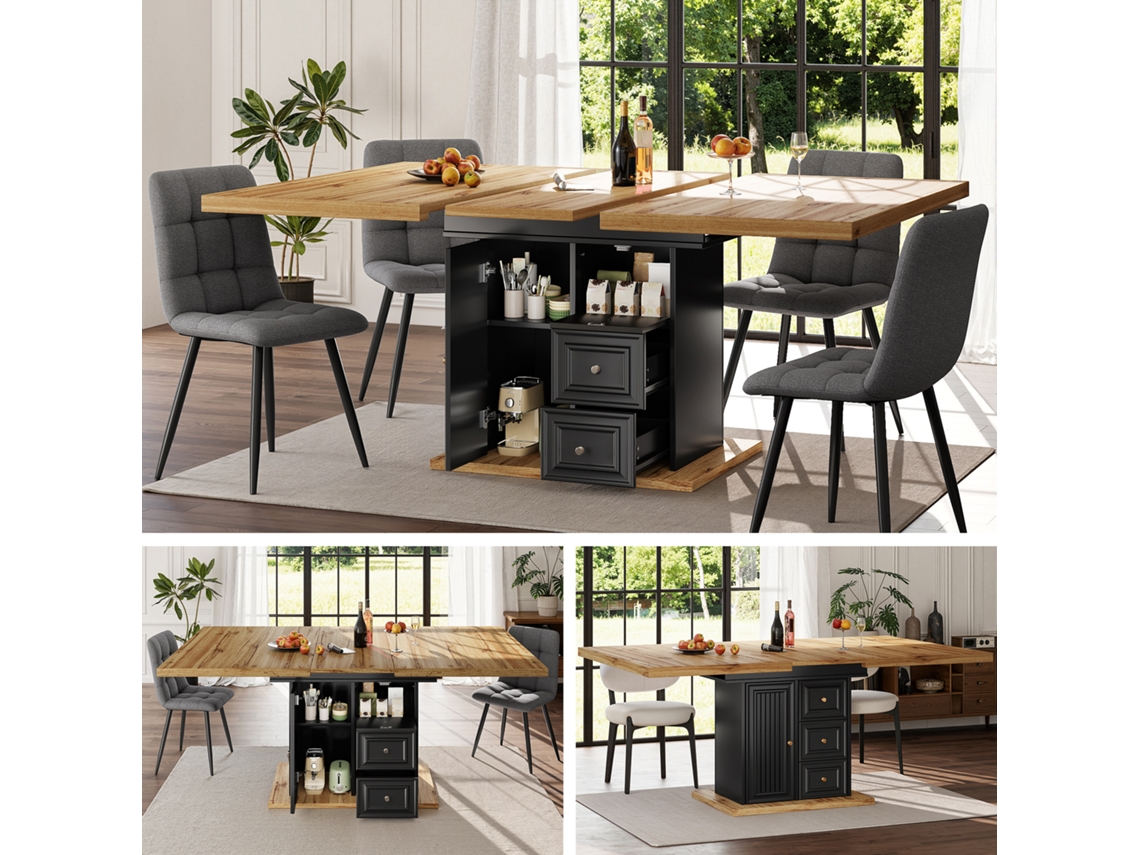 Mesa Extensível 110 140x80x75cm Madeira 6p VELTRIX