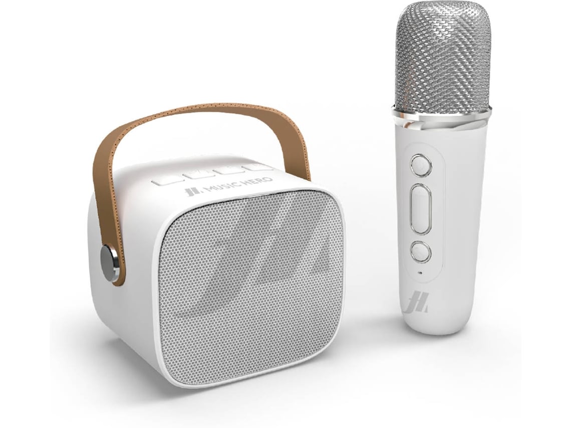 Coluna Karaokê SBS Com Microfone (10W - Branco)