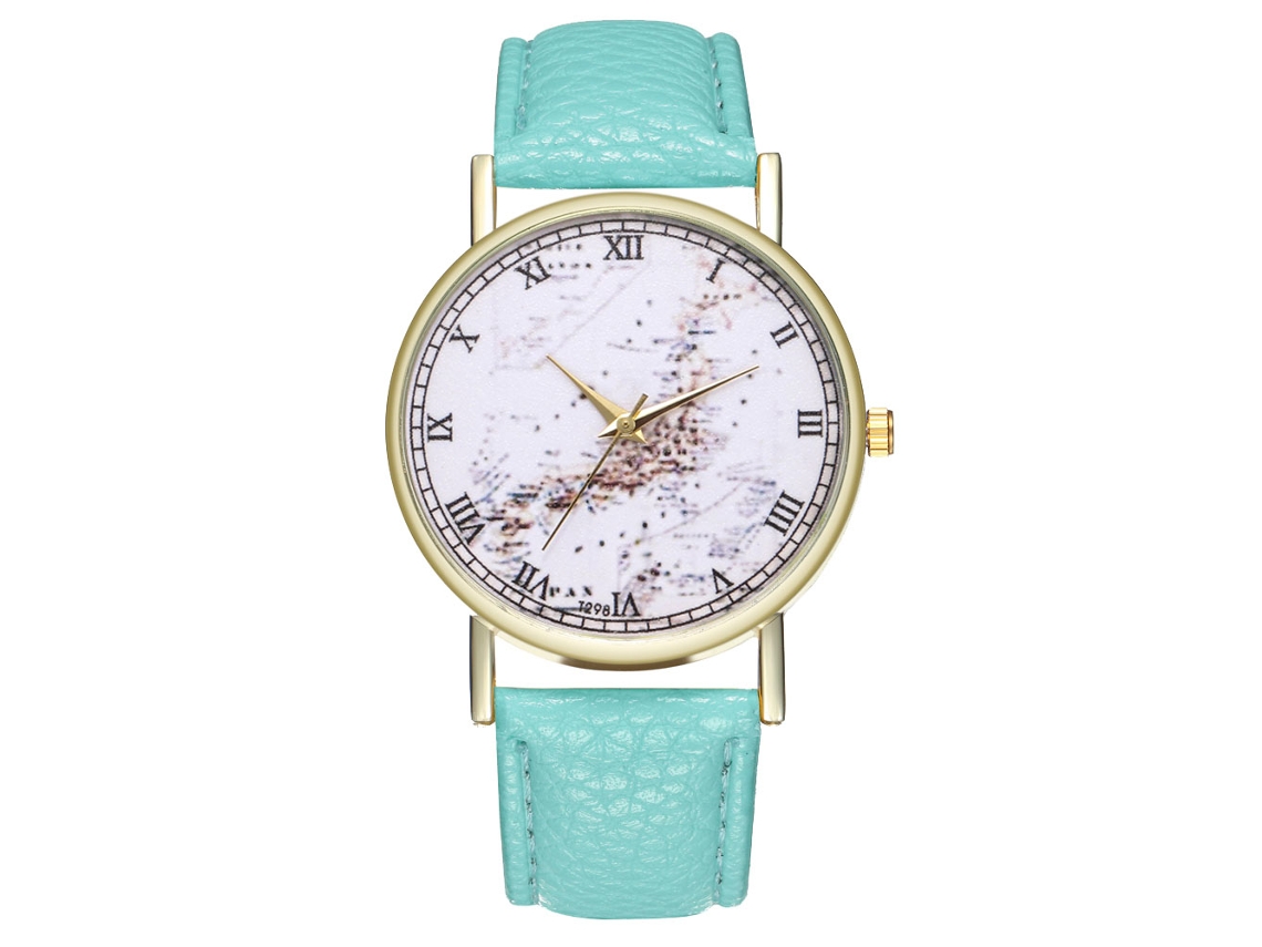 Reloj De Pulsera Analógico De Cuarzo Unisex Con Correa De Cuero T298 (menta)