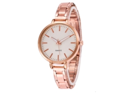 Relógio de Quartzo com Pulseira de Aço Estilo Simples Elegante Decoração para Mão Ouro Rosa
