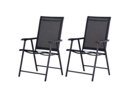Conjunto de 2 Cadeiras Dobráveis para Exterior, Apoio de Braços, até 110 Kg, 58x64x94 Cm | S/MARCA