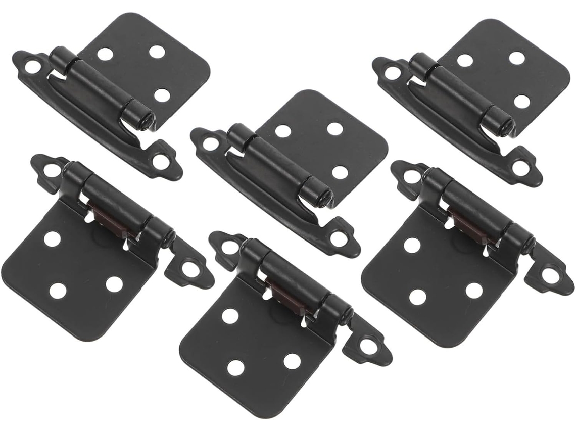Dobradiças De Aço Preto Com Fechamento Automático Para Portas Armário, 1 2 Polegada, Pacote Com 6 Peças