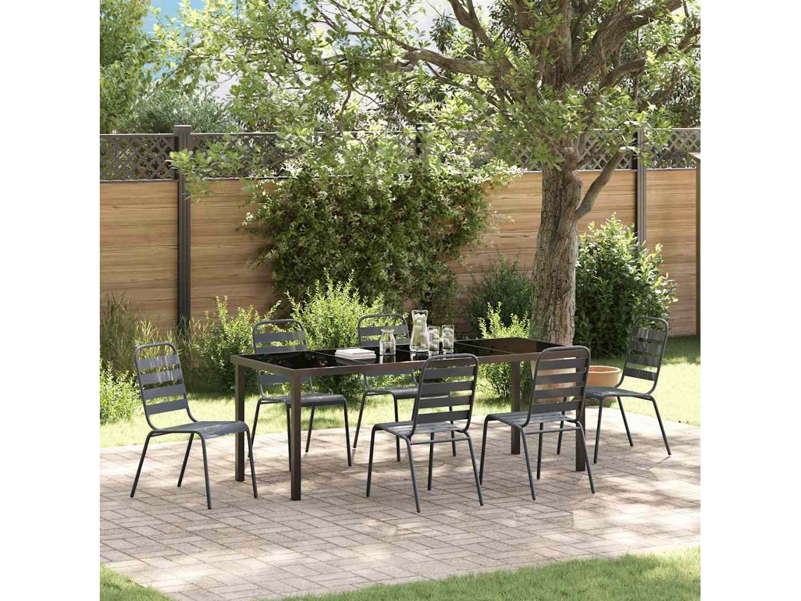 Vidaxl Conjunto De Jantar Para Jardim 7 Unid. Antracite