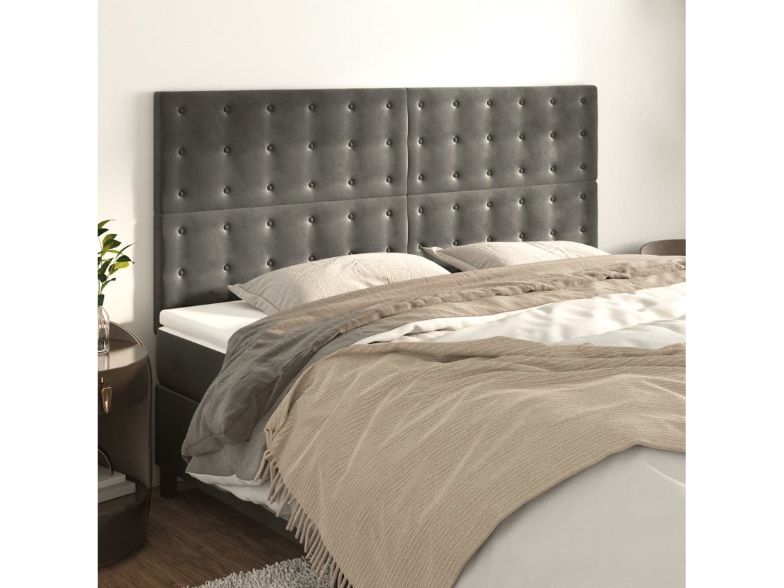 Cabeceira De Cama 4 Pcs Veludo 90x5x78/88 Cm Cinzento Escuro Lovely Home