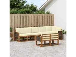 Vidaxl Conjunto De Sofás Para Exterior 8 Unid. Natural E Creme