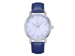 Reloj De Cuarzo Con Correa De Cuero Pu Moda Dial Redondo Mujer Pulsera Azul