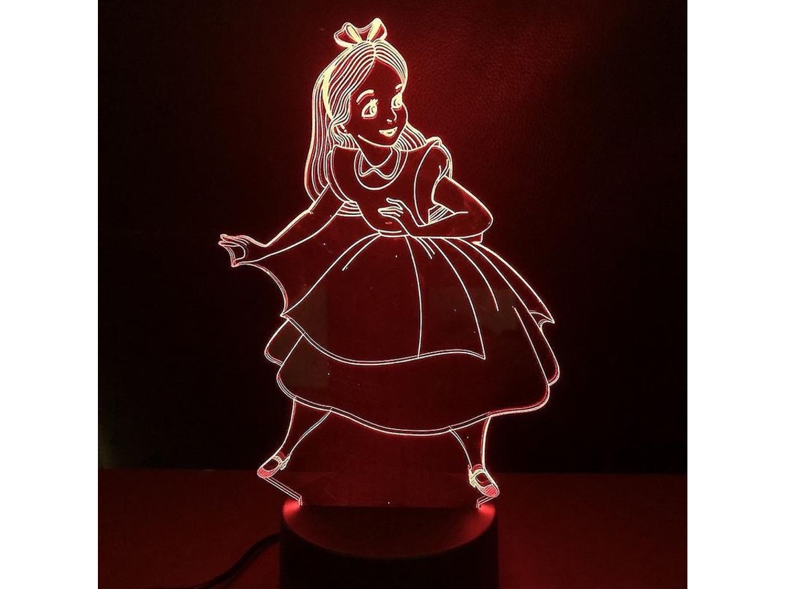 Lâmpada De Noite 3d Led De Alice No País Das Maravilhas Com Mudança De Cor Para Quarto