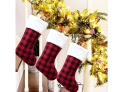 Meias De Natal Com Punhos De Pelúcia (xadrez De Búfalo) Olysi Shop (pacote Com 3, 42 Cm)