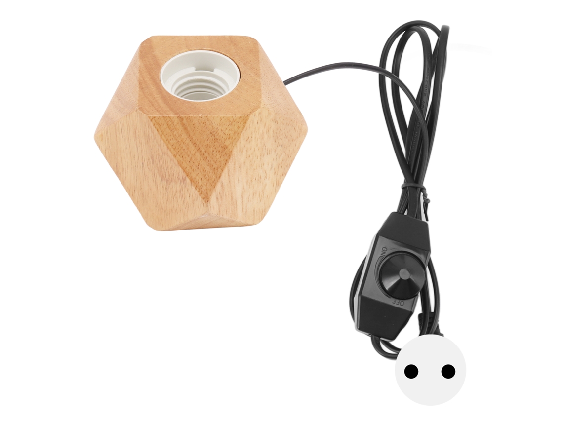 Base Lâmpada Madeira Diamante Pequena Soquete E27 Mesa Decorativa | S/MARCA