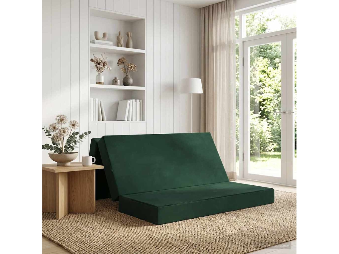 Vidaxl Sofá Cama Dobrável 140 X 67 X 45 Cm Verde-escuro