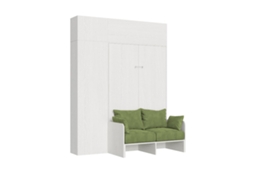 Cama Queen-size Dobrável Kentaro De 120 Cm Com Sofá E Móveis Em Branco, Cinza E Verde