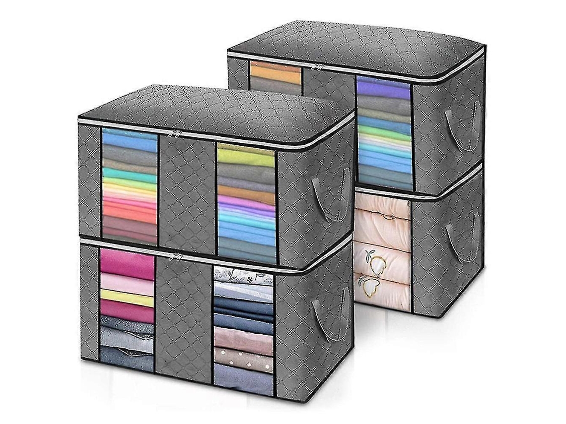 Conjunto De 4 Peças De Sacos Dobráveis ​​para Guardar Roupas E Edredons, Na Cor Cinza. Hengjian