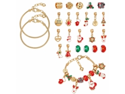 Kit Para Fazer Pulseiras Com Contas E Pendentes (natal - Argolas Douradas)
