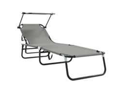 Conjunto 1 Cadeira De Lounging Reclinável Vidaxl Cinzento Oxford (190 X 57 X 81 Cm)