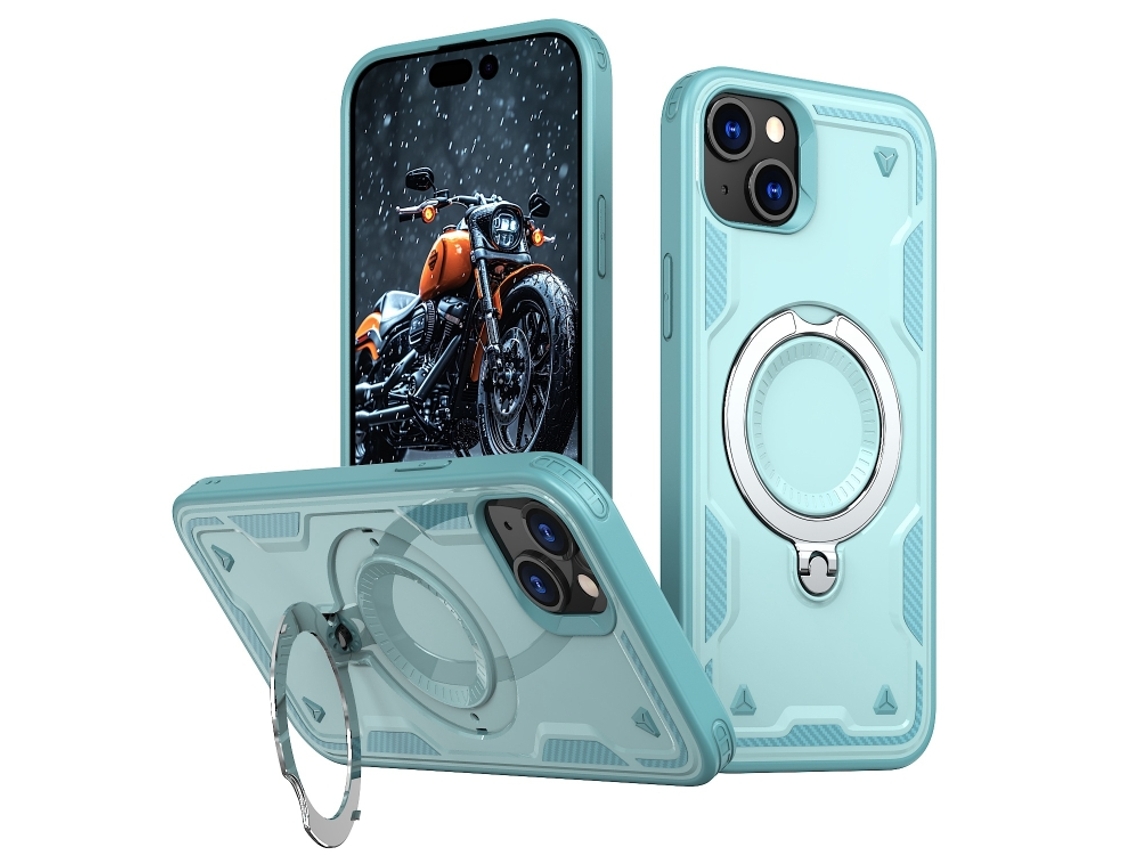 Capa Armor Híbrida Pc Tpu Para Iphone 15 Plus - Suporte De Anel Magsafe