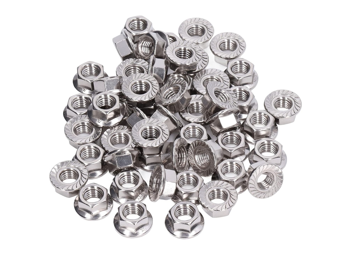 Conjunto De 50 Peças Porcas Flangeadas Em Aço Inoxidável Para Manutenção E Reparo M10