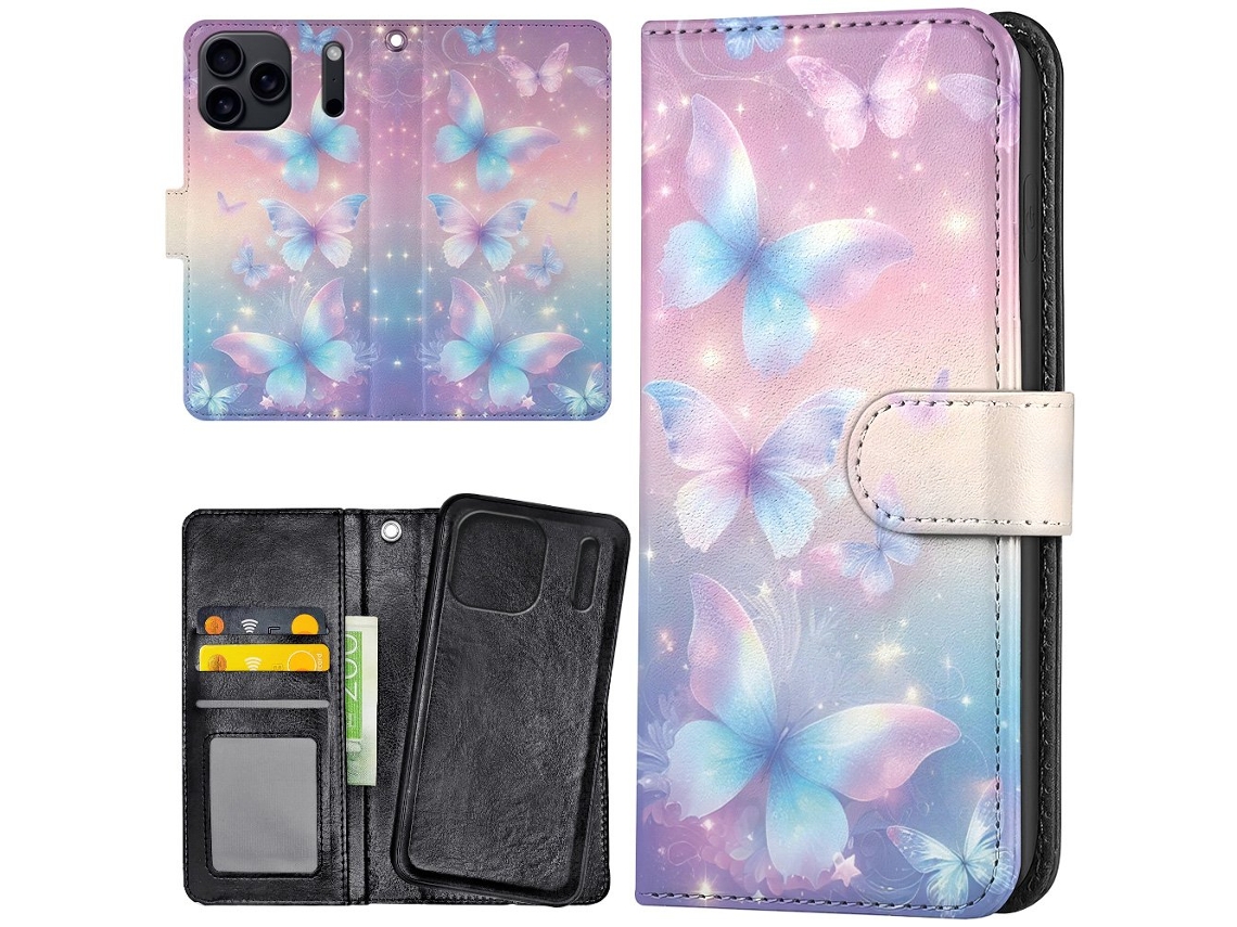 Capa Carteira/capa Com Borboletas Para Iphone 17 Pro Max