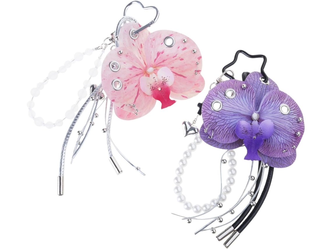 Chaveiro Com Franjas Florais, Pingente Com Miçangas
