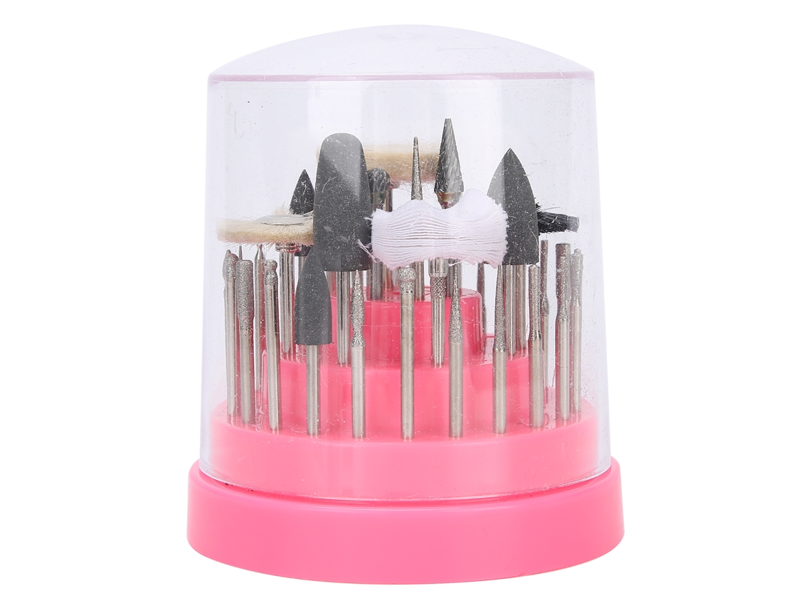 Conjunto De 40 Brocas Para Unhas Com Disco Polimento, Ponta Borracha Silicone E Ferramenta Manicure (rosa)-aquaforge