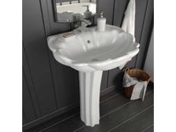 Vidaxl Lavatório Com Coluna Cerâmica Branco 580x510x200 Mm