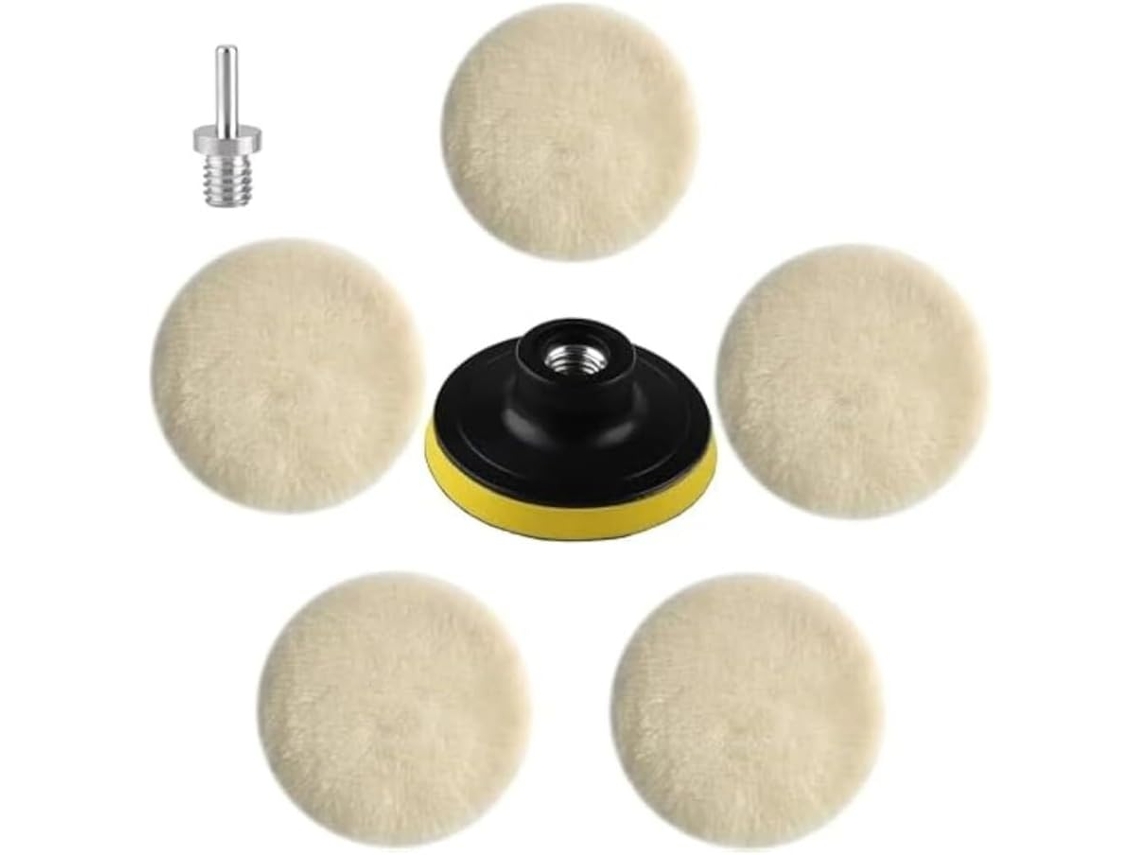 Conjunto De Discos Polimento Lã, 3 Polegadas, 7 Peças, Pequenas