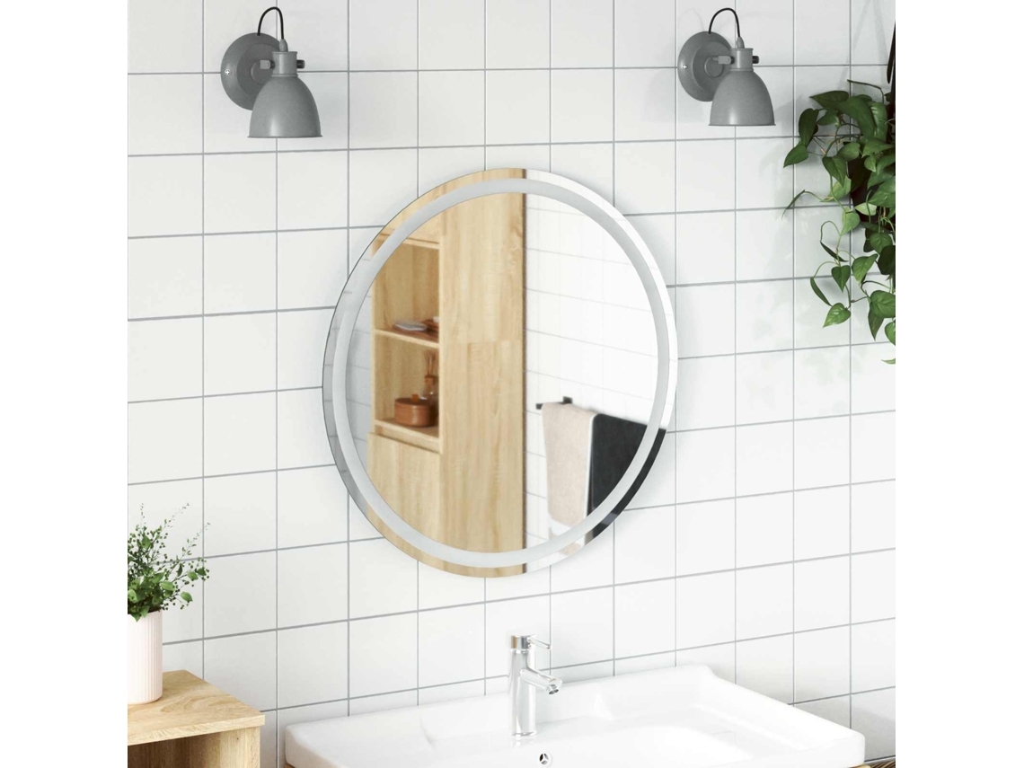 Vidaxl Espelho De Banheiro Led Transparente Ø 70 Cm Vidro Temperado