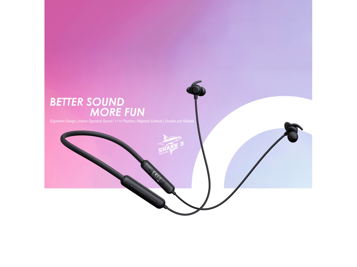 Fones de Ouvido Mali Sem Fio Oraimo Oeb e49d Shark 3 com Driver 10mm, Bateria 135mAh