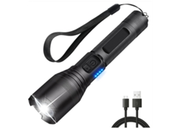 Lanterna Led Recarregável Usb 6000 Lúmens Altos Pequenas Mas Poderosas Lanternas de Bolso Superbrilhantes Pretas HALINUIA