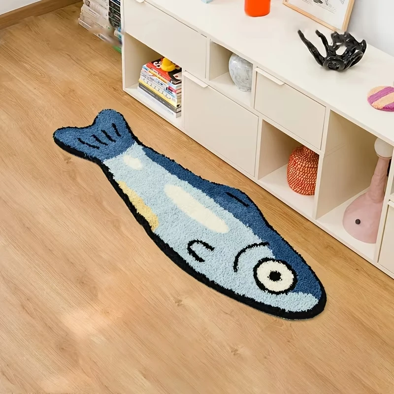 Tapete Decorativo Para Casa Com Estampa De Peixe Salgado (40x120cm), Pode Ser Usado Como Tapete Ou Peça De Decoração.