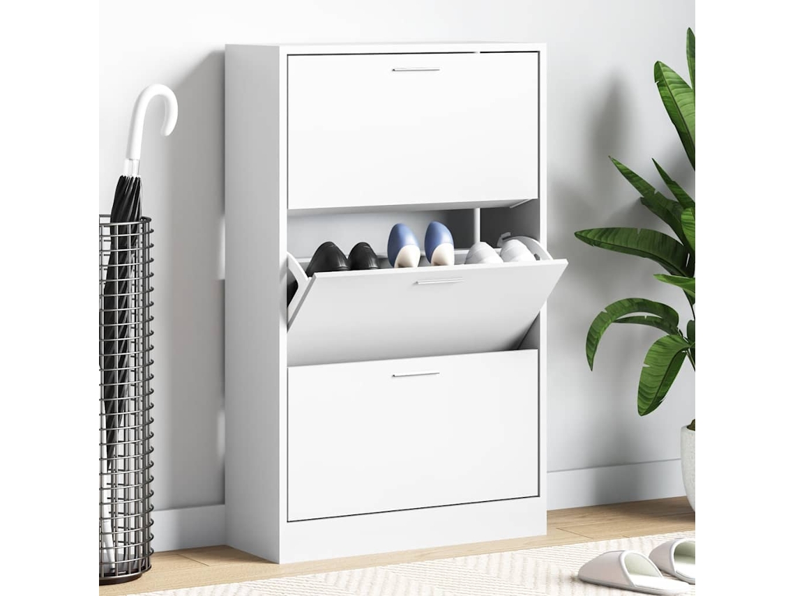 Vidaxl Sapateira 63x24x103 Cm Derivados De Madeira Branco