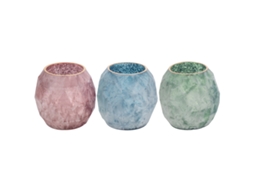 Castiçal oval Pacote 3 unidades Vasos de decoração e castiçais multicoloridos 13x14x14 cm BY SIGRIS
