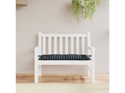 Vidaxl Almofadão P/ Banco Jardim 100x50x7cm Tecido Oxford Xadrez Preto