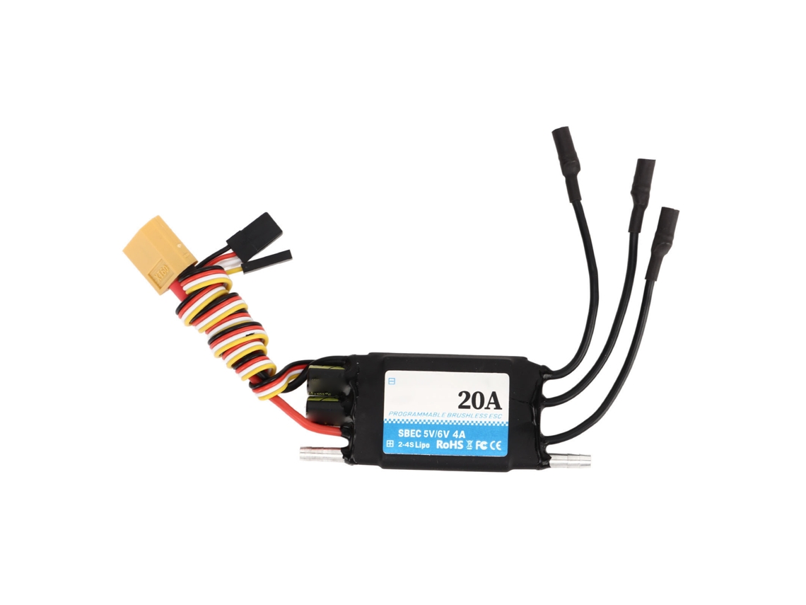 Controlador De Velocidade Esc 20a Impermeável Bidirecional 2-4s Lipo Com Sbec 5v 6v 4a Para Modelos De Barco Rc