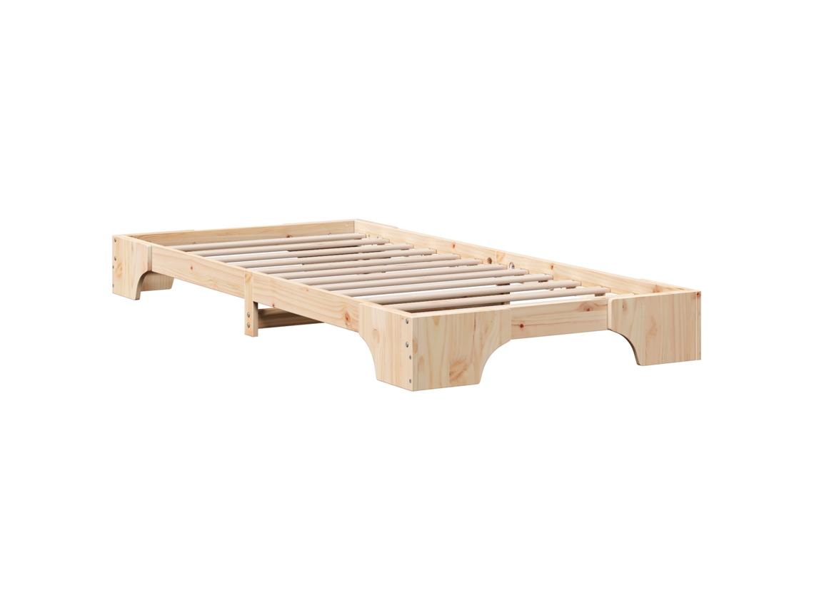 Conjunto 1 Estrutura Da Cama Vidaxl Castanho Madeira De Pinho Maciça (80 X 200 Cm)