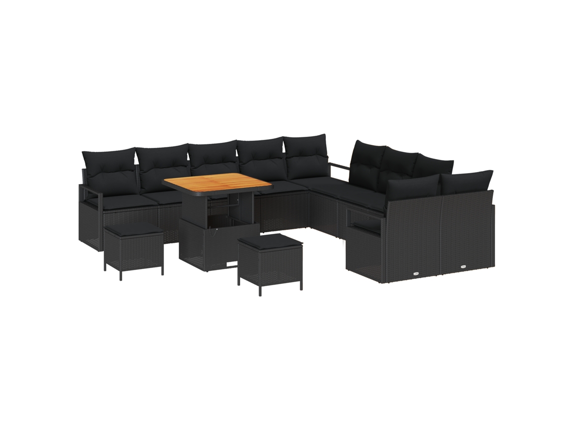 Conjunto 13 Conjunto De Móveis Para Exterior Vidaxl Preto Vime Pe (80 X 80 X 71 Cm)