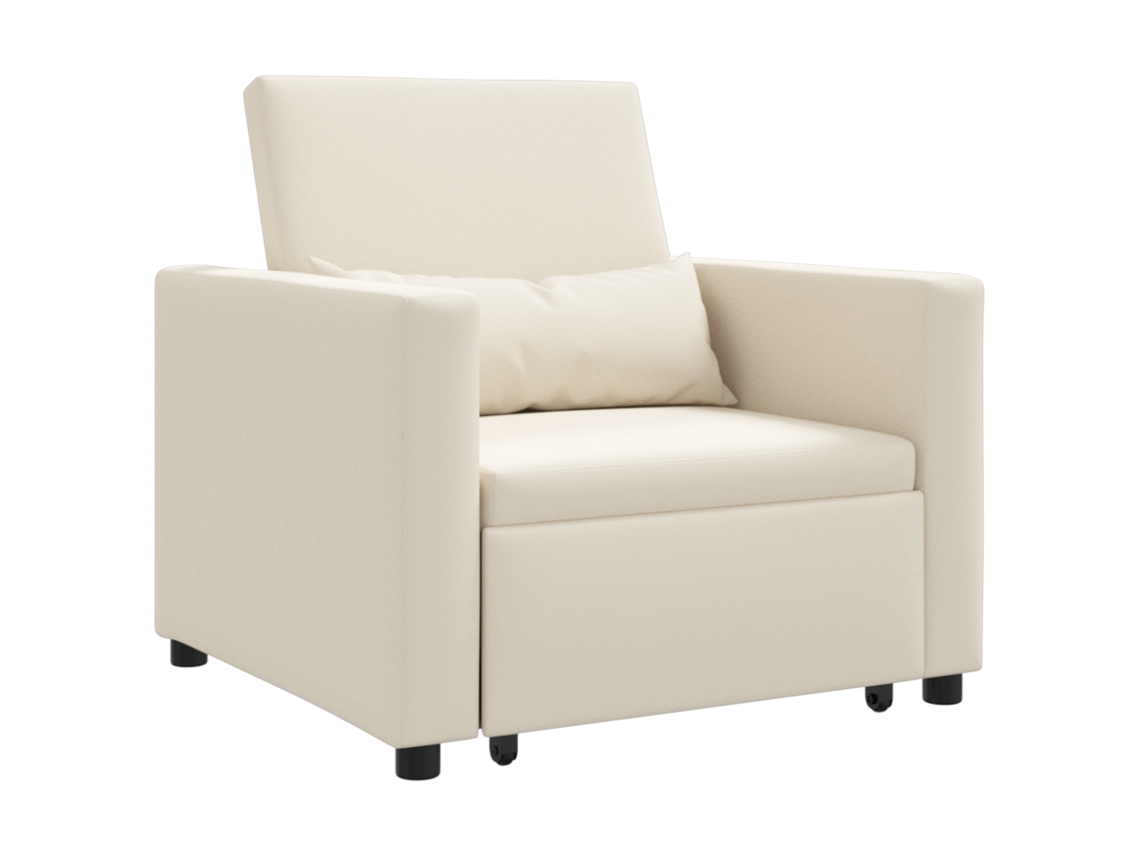 Conjunto 1 Sofá Conversível Vidaxl Creme Tecido (90 X 165 X 87 Cm)