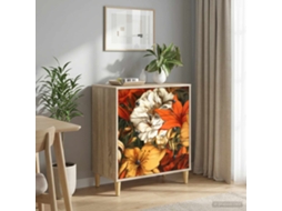 Vidaxl Baú De Gavetas Gennep Estampa De Lírio 66 X 36,5 X 75 Cm Sonoma