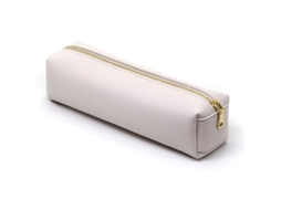 2026 estuche de Lapices Pu Portatil Bolsa de Utensilios Escolares Con Gran Capacidad Beige