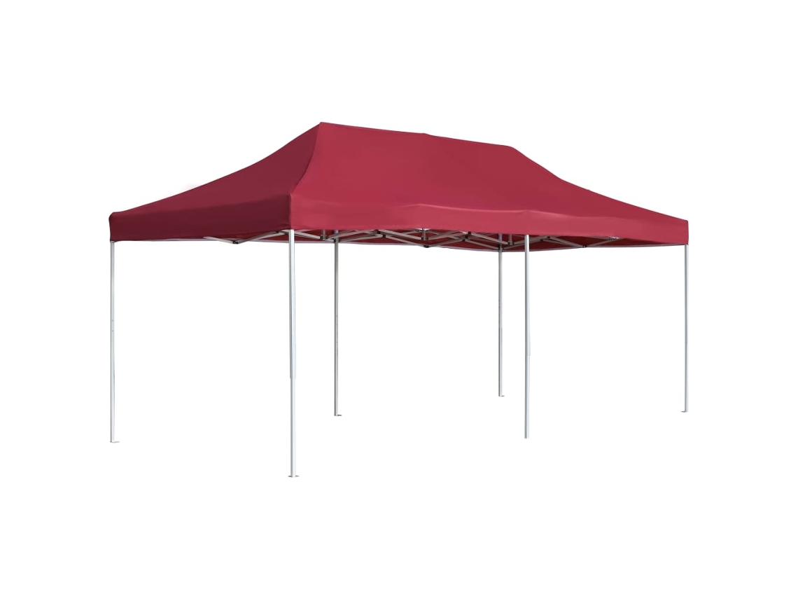 Vidaxl Tenda Dobrável Prof. Para Festas Alumínio 6x3 M Vermelho Tinto