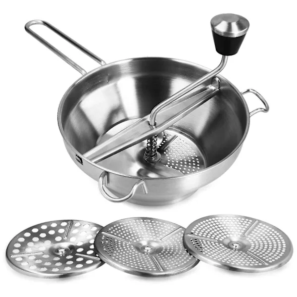 Peneira De Aço Inoxidável Com 3 Peneiras, Processador De Alimentos Para Sopas, Geleias, Papinhas De Bebê E Molhos, 3 Peneiras, Moedor