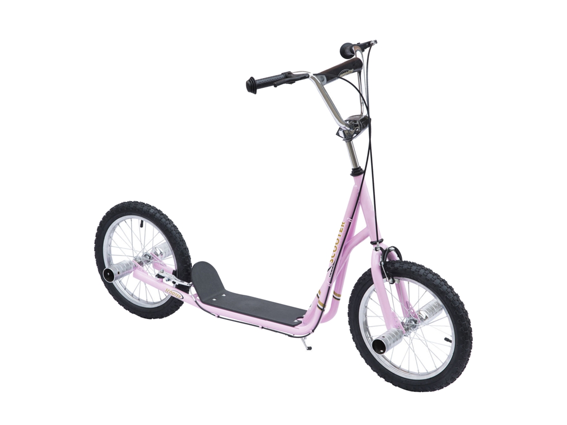 Scooter Rodas Pneumáticas Grandes Com Cravos, Rosa, 41 Cm