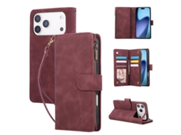 Capa Para Iphone 17 Pro - Couro Com Vários Compartimentos Multifuncionais Para Cartões