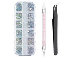 3000pcs Strass 6 Tamanhos com Fundo Plano, Ab+claro, para Unhas e Artesanato