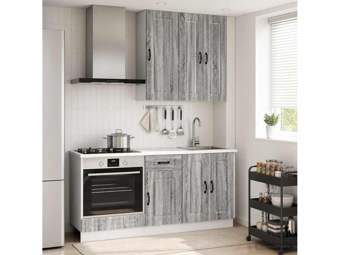 Vidaxl Unidade De Cozinha Kalmar 5 Unid. Sonoma Cinzento