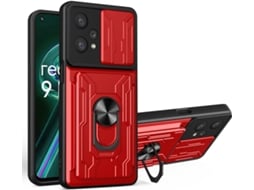 Capa Militar Absorção Proteção para Oppo Realme 9 Pro HONGWE. Anti-Choque com Porta-Cartões Vermelho
