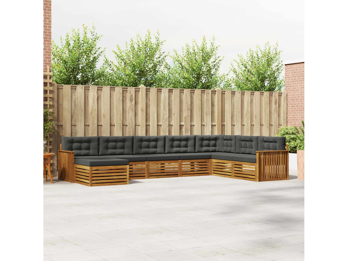 Vidaxl Conjunto De Sofás Para Exterior 8 Pcs Natural E Antracite